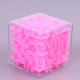 Cube magique labyrinthe rose en plastique dans un coffret acrylique transparent puzzle transparent six faces 3d