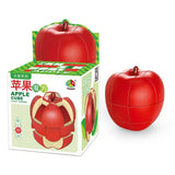 Cube magique puzzle forme fruits pomme 3x3x3 en plastique brillant rouge avec tige marron en forme de pomme