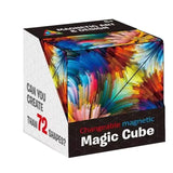 Cube transformable antistress avec motifs arc-en-ciel tourbillonnants surface colorée cube magnétique infini