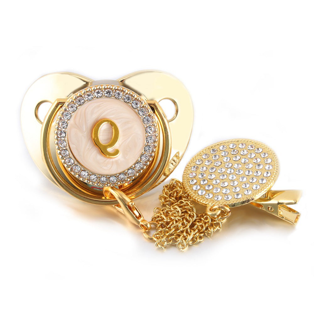 Sucette  Tétine & Attache Tétine Or Initiale - Babystyle™