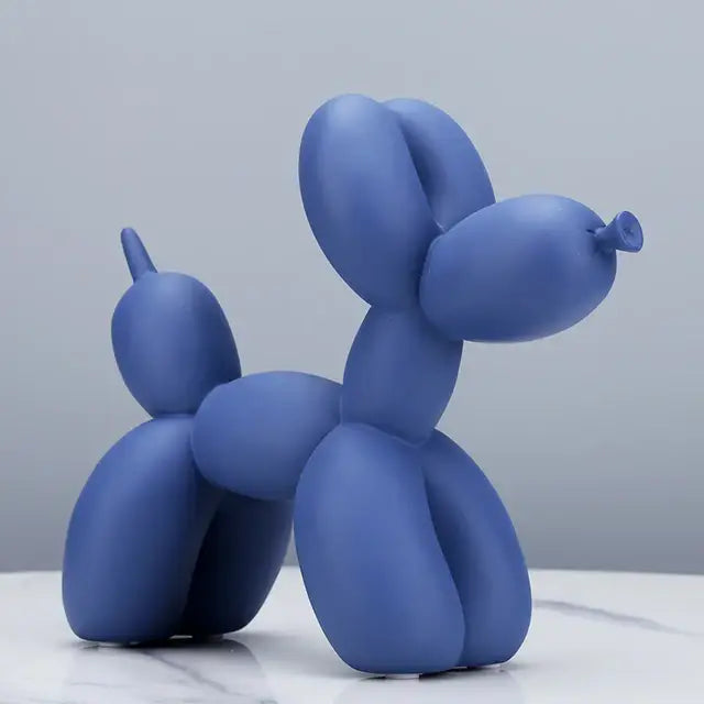 Décoration moderne en résine chien ballon sculpture bleu avec finition mate lisse