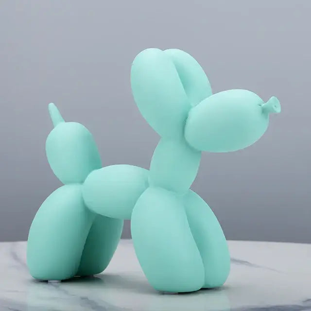 Figurine chien ballon en résine mint green à contours lisses et finition brillante pour décoration moderne