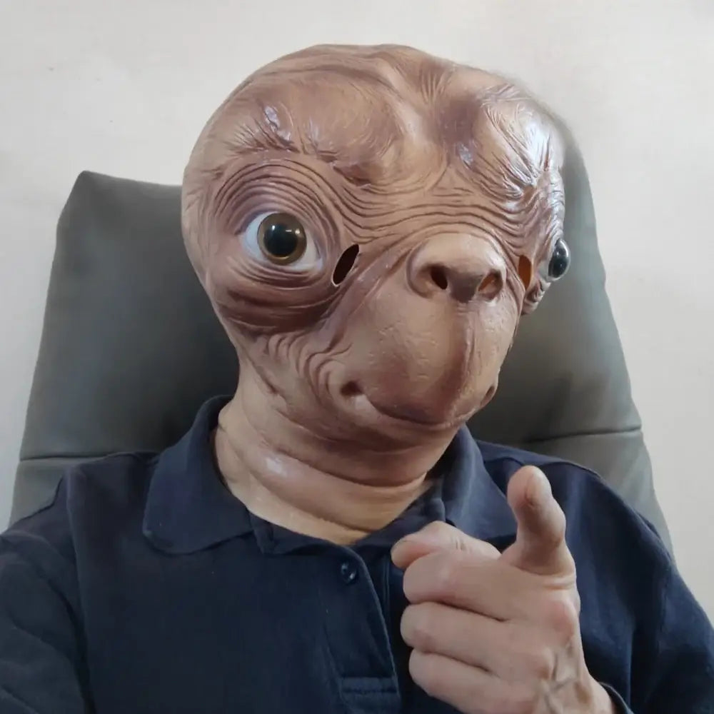 Déguisement masque e.t. alien avec masque réaliste détaillé idéal pour soirées costumées en latex coloré