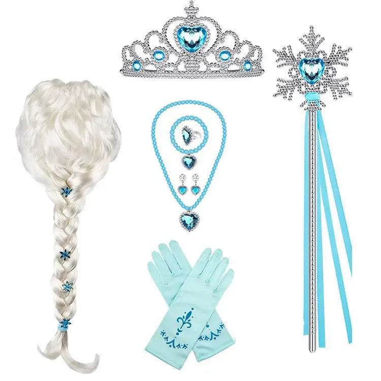 Tiara argentée avec gemme bleue en forme de coeur au centre pour déguisement reine look royal transformez-vous