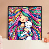 Diamond Painting Girl Cat