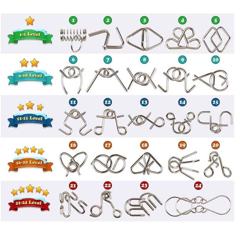 Metal Brain Teaser Puzzle Set, 8 Pieces