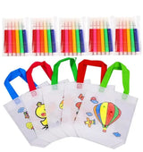 Ensemble de 5 sacs graffiti colorés en tissu réutilisable avec motifs cartoon pour kit créatif sacs à colorier