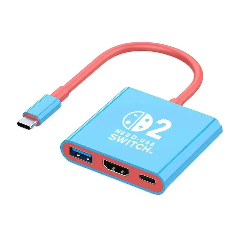 Station d’accueil switch 2 light blue avec accents rouges et câble rouge compatible HDMI 4K 60Hz pour Switch 2