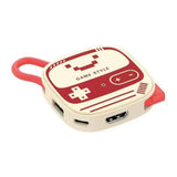 Station d’accueil switch rouge et crème avec visage pixelisé, multiples ports usb et boucle de transport dock pour switch 2 hdmi 4k 60hz