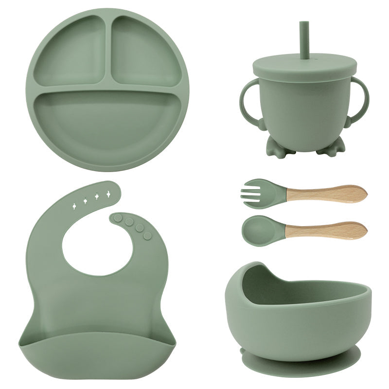 6-Piece Silicone Baby Dinnerware Set with Suction Cup