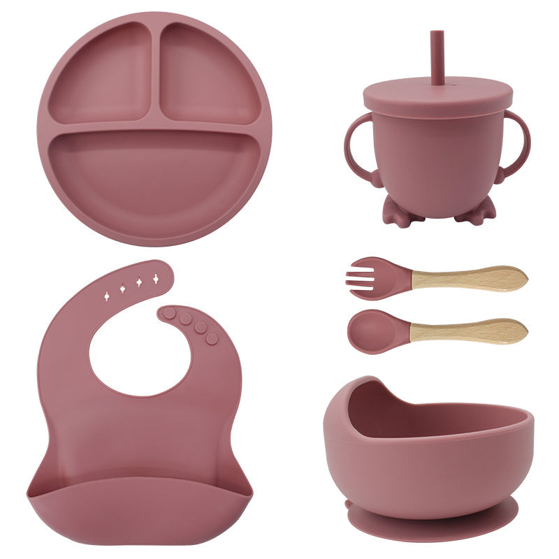 6-Piece Silicone Baby Dinnerware Set with Suction Cup
