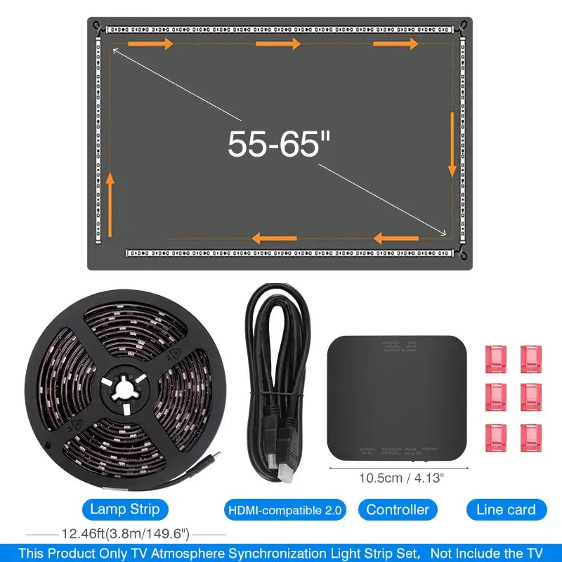 Kits de rétroéclairage led dreamscreen noir avec contrôleur hdmi compatible 2.0 pour lumière ambiance tv