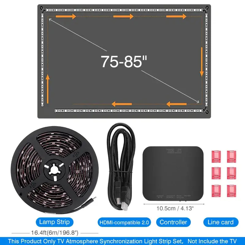 Kits de rétroéclairage led pour tv dreamscreen avec bande led noire 16,4 pieds et contrôleur hdmi pour lumière ambiance tv