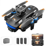 Drone 8k professionnel pliable noir et orange avec caméra et éclairage led bleu pour vol stable et qualité d’image exceptionnelle