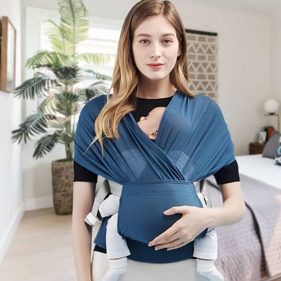 Écharpe de portage bébé - bleu - Esther