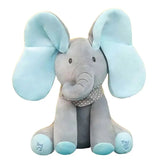 Peluche éléphant bleu flappy en tissu doux avec oreilles et pieds bleus clairs et foulard à pois peluche électrique éléphant