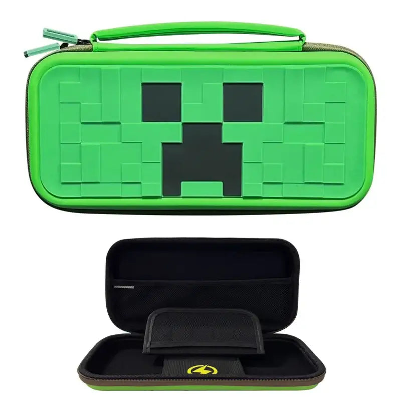 Étui de transport rigide minecraft pour nintendo switch avec motif pixelisé creeper vert fluo univers minecraft
