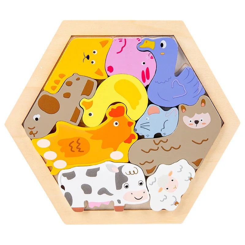 Puzzles Montessori Animaux Fruits et Véhicules
