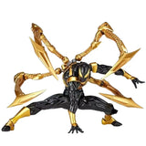 Figurine articulée spider-man iron man noire et dorée avec membres arachnéens dorés iron spiderman rouge