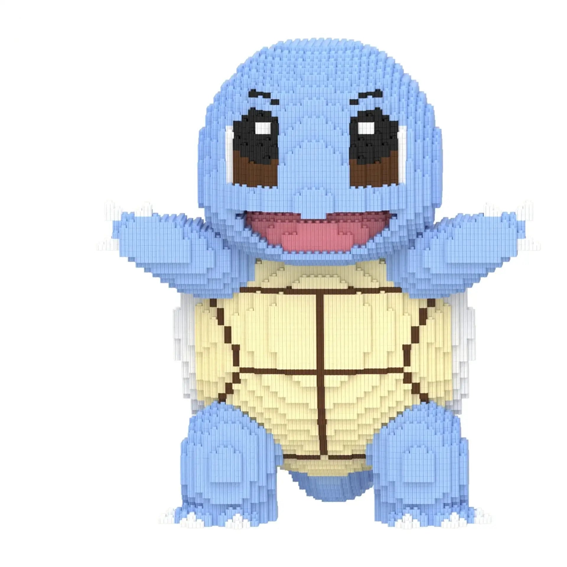 Figurine 3d pokémon squirtle bleu et crème en briques plastiques interconnectées pour l’univers pokémon carnaval