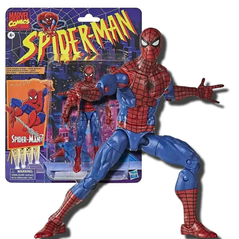Figurine d’action spider-man marvel en rouge et bleu avec costume web détaillé et articulations pour pose dynamique