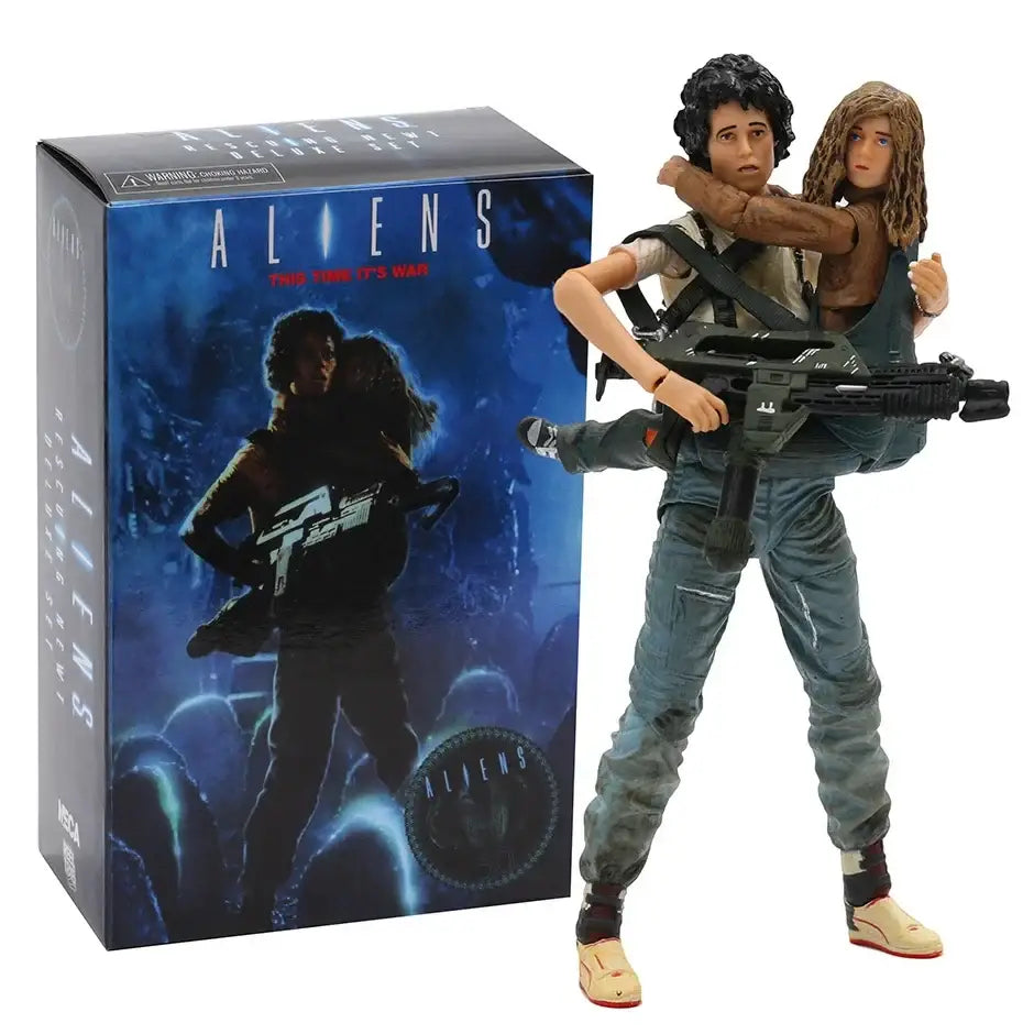 Figurines ellen ripley detailed action figure from saga alien in grey jumpsuit holding black assault rifle