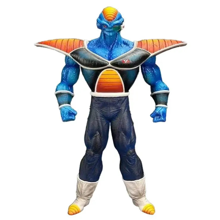 Figurine burter dbz en armure bleue et orange avec épaulières noires et bottes blanches en pose dynamique forces spéciales ginyu
