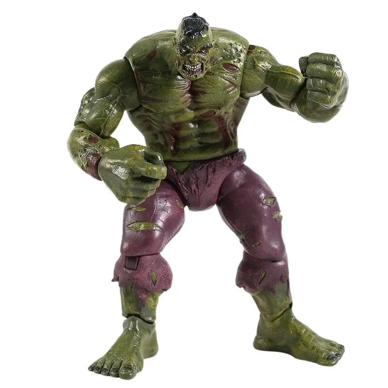 Figurine articulée hulk zombie verte musclée avec pantalon violet en matériau détaillé et sculpté