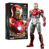 Figurine articulée iron man mk47 en métal rouge et or avec arc reactor bleu lumineux en échelle 1:28 détaillée