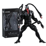 Figurine articulée série venom venom noir avec langue rouge yeux blancs et muscles détaillés carnage série venom