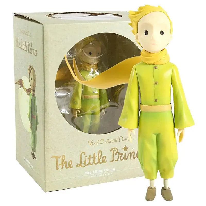 Figurine collection le petit prince en vinyle vert lime avec cheveux jaunes et écharpe jaune à new york simultanément