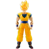 Figurine collector super saiyan goku z représentant super saiyan goku en tenue jaune bleu avec accents violets en poses dynamiques