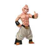 Figurine dbz majin buu musculaire couleur pêche avec pantalon beige ceinturé or et brassards noirs personnage mythique