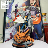 Figurine naruto namikaze en résine représentant namikaze minato 28cm avec peau violette et renard orange détaillé