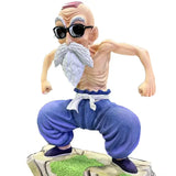 Figurine dragon ball master roshi en tenue bleue avec lunettes de soleil et longue barbe blanche tortue géniale figurine