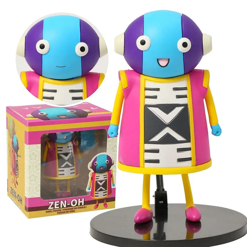 Figurine dragon ball zen oh en plastique coloré avec tête bleue et robe rose boîte emballé dragon ball z
