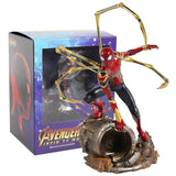 Figurine héros spiderman rouge et or avec propulseur matériau métallique sur base mécanique détaillée boîte emballé