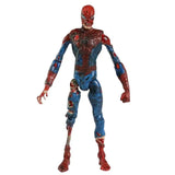 Figurine héros spider zombie with red and blue suit featuring decaying textures and exposed flesh marvel zombies design