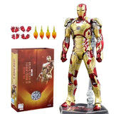 Figurine iron man mk 42 avec armure mark dorée éclatante en métal détaillé pour collection et exposition