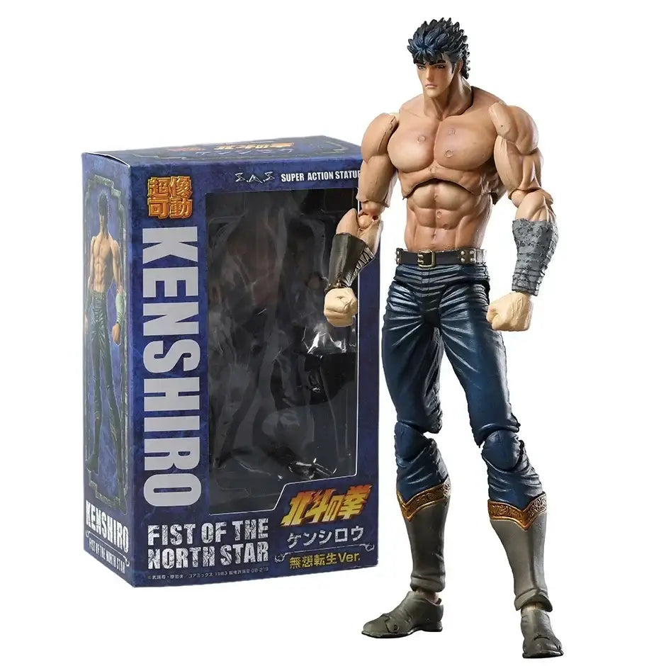 Figurine articulée ken de hokuto no ken en pantalon bleu à bord doré et bottes noires pour combats légendaires
