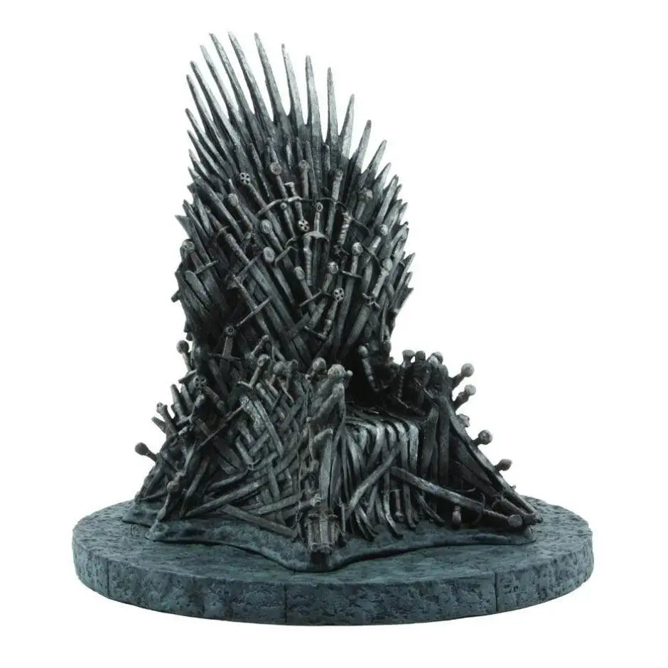 Figurine le trône de fer en matériau fer avec trône métallique gris foncé en pvc taille boîte emballé
