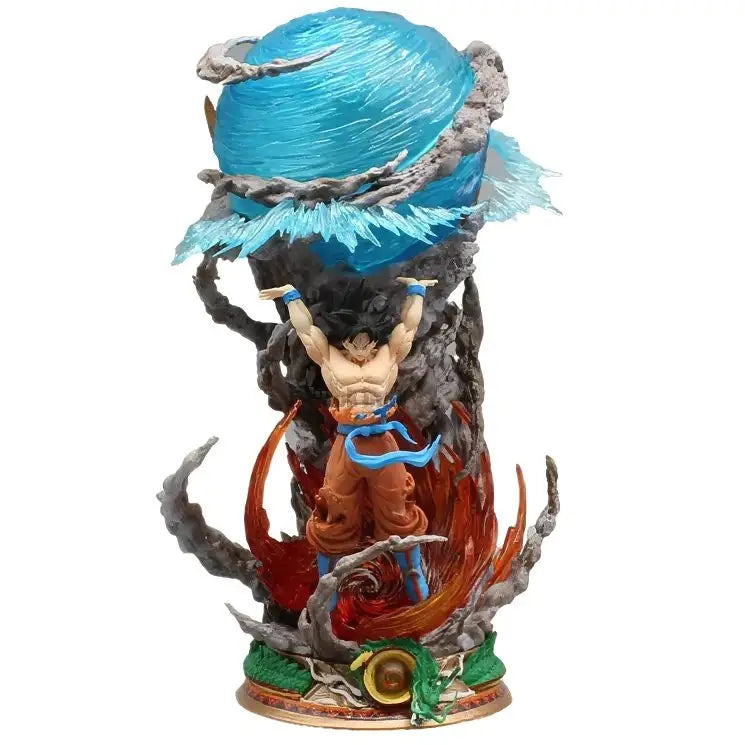 Figurine lumineuse goku 23cm de dragon ball en pantalon orange vif et ceinture bleue avec effets denergie dynamiques