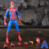 Figurine articulée marvel classic spider man rouge et bleu avec mains interchangeables et tête supplémentaire