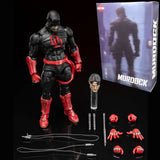 Figurine marvel daredevil reborn black en noir et rouge avec musculature détaillée, articulations et accessoires interchangeables