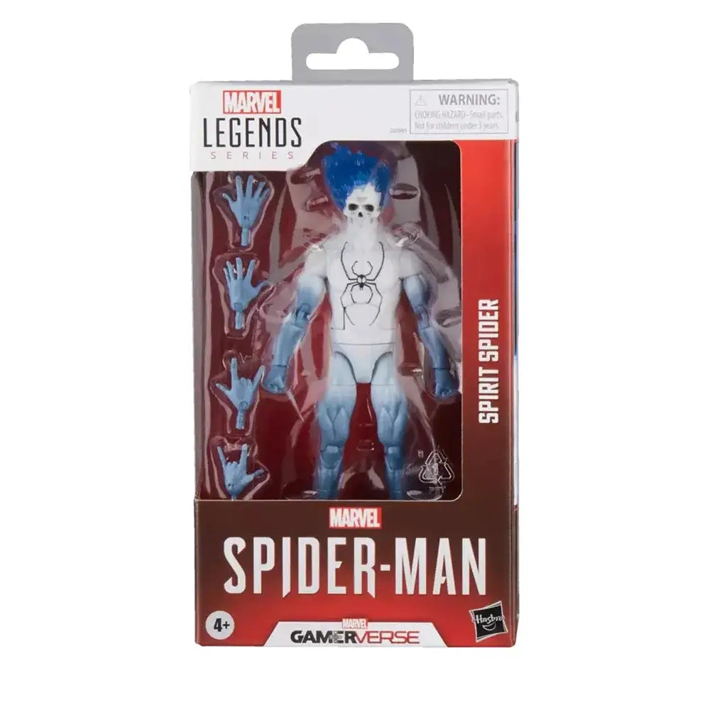 Figurine marvel spirit spider 15cm en bleu et blanc avec poses dynamiques dans emballage marvel legends