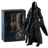 Figurine nazgûl noire matte en armure sinistre avec cape flottante et épée dans une main seigneur des anneaux