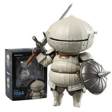Figurine nendoroid dark souls siegmeyer en armure blanche cassée avec casque segmenté, épée et bouclier, accessoires interchangeables