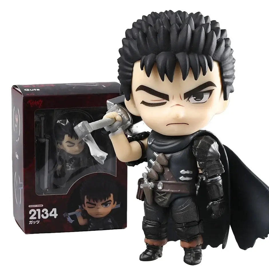 Figurine nendoroid guts berserk noire en chibi avec armure, épée et accessoires interchangeables visages expressifs