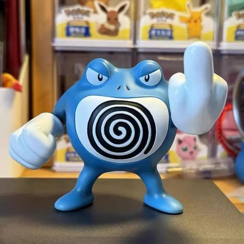 Figurine pokémon tartard en plastique bleu avec finition soignée et couleurs éclatantes sur le ventre spirale noir et blanc