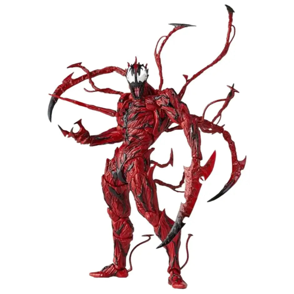 Figurine venom spiderman articulée rouge et noire de carnage avec tendrils acérés et design menaçant